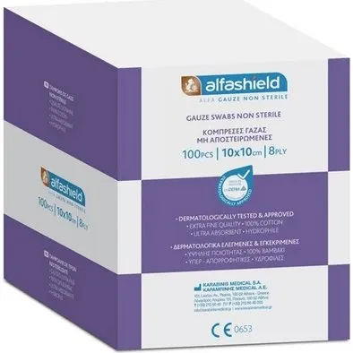 ALFASHIELD Verbandmull unsteril 10x10cm 8-lagig 100 Stück