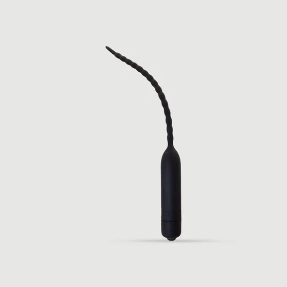Spirale Silikon Urethral Sound Vibrations-Sonde (155 x 6,5 mm) - Schwarz