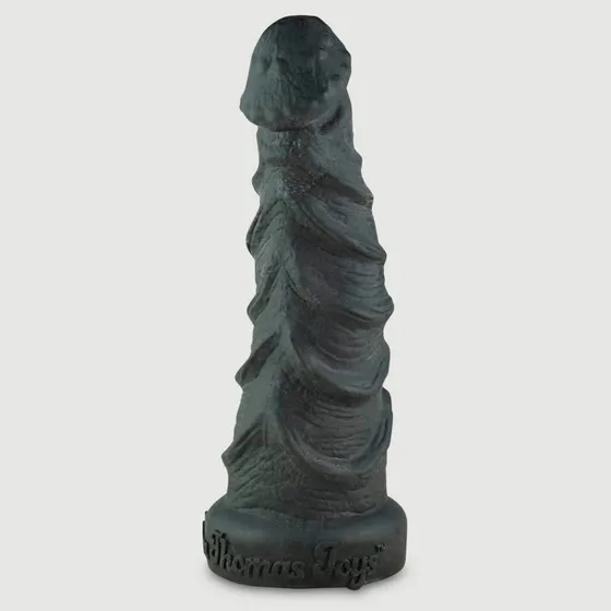 The Beast Large Platinum Silikon Dildo mit Rippen, 27 cm, Schwarz