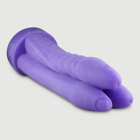 Der Praying Dick Textured Platinum Silikon Dildo X-Large 43 cm - Lila