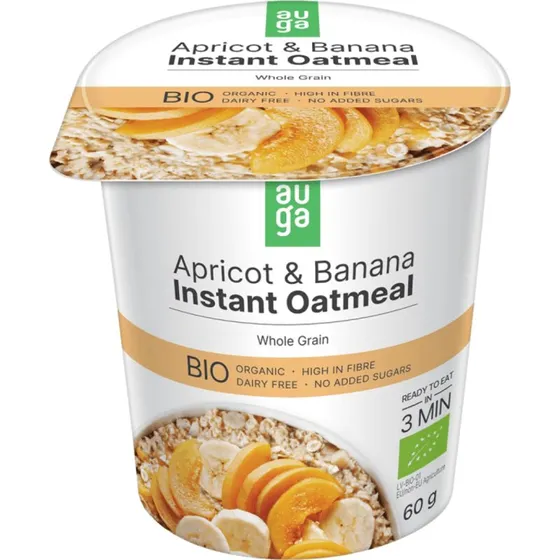 Auga Bio Porridge Vollhafer mit Aprikosen & Bananen, 60g