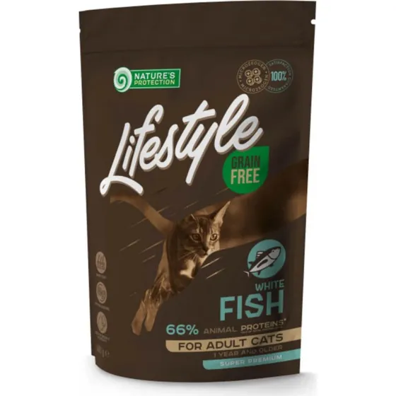 Natures Protection Lifestyle Weißfisch Katzentrockenfutter, 400g