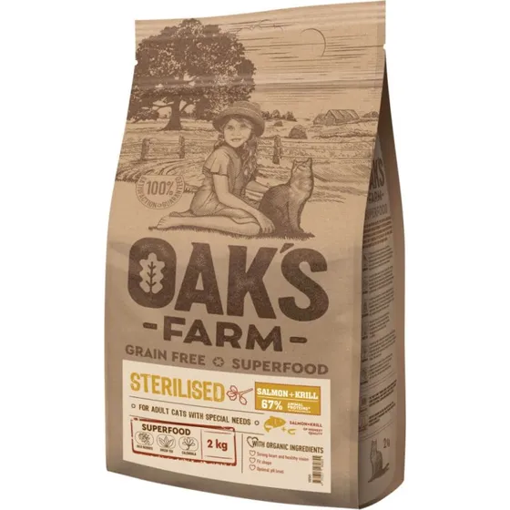 OAK'S FARM Sterilized Lachs Trockenfutter, getreidefrei, 400g