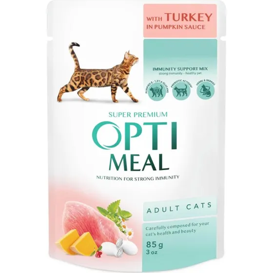 Optimeal Katzenfutter Truthahn & Kürbis in Sauce, 85g