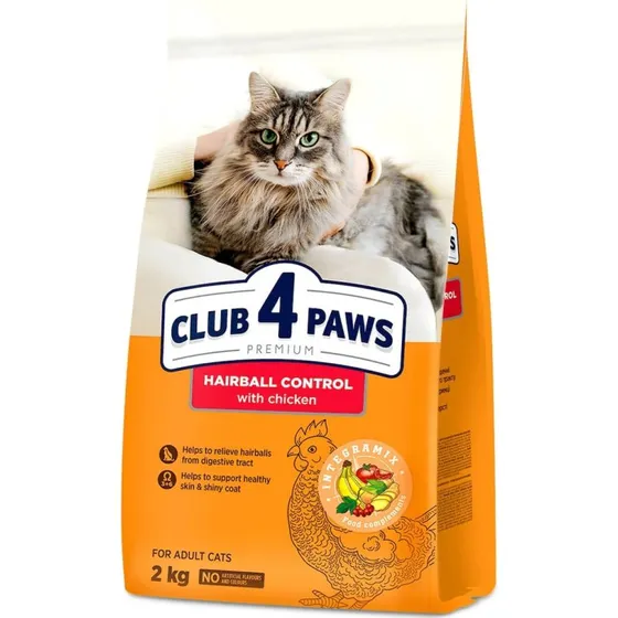 CLUB 4 PAWS Hairball Control Katzenfutter Huhn, 2kg