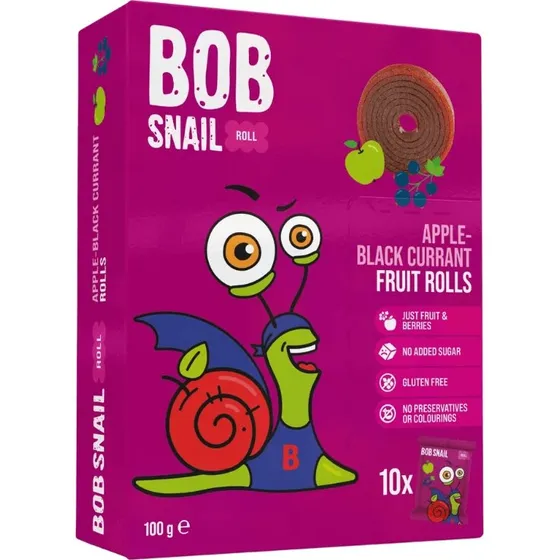 Bob Snail Fruchtröllchen Apfel & Schwarze Johannisbeere, 100g