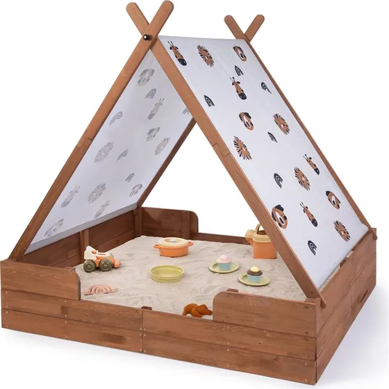 MUDDY BUDDY® Safari Seeker Holz-Sandkasten 140x120x140 cm kakaobraun