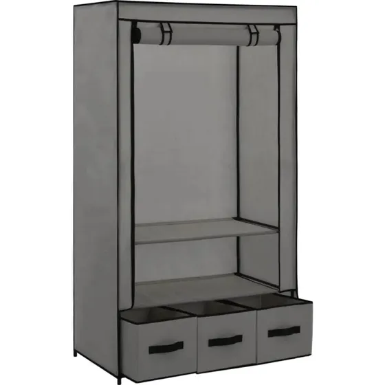 vidaXL Kleiderschrank Grau 87 x 49 x 159 cm Stoff