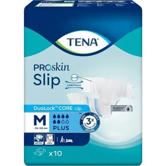 TENA Slip ProSkin Plus Inkontinenzwindeln, Größe M, 10 Stück