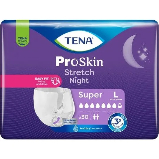 Tena Stretch ProSkin Super Night Nachtwindeln, Größe L, 30 Stück
