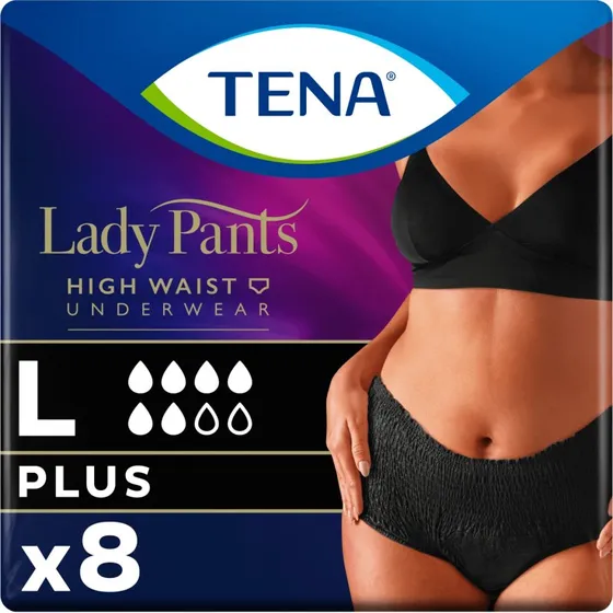 TENA Lady Pants Noir Plus Saugfähige Slips, L, 8 Stück