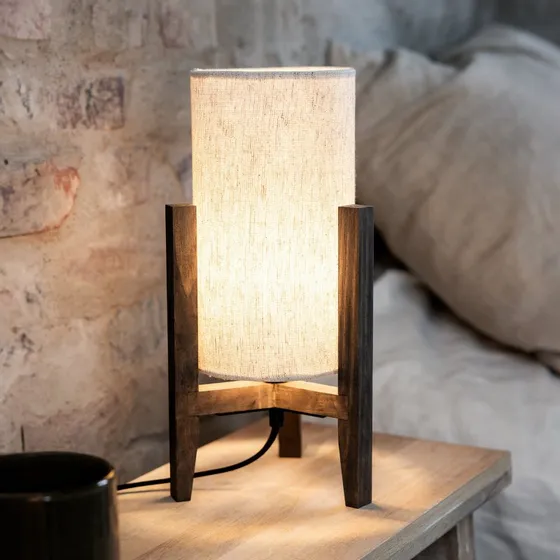 Markslöjd Eruca Tischleuchte H34 Walnuss/Beige (Holz & Leinen)