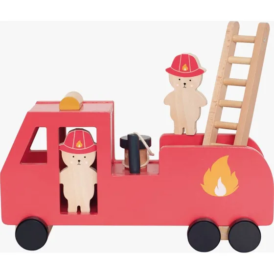 JaBaDaBaDo Holz-Feuerwehrauto mit Leiter und Feuerwehrleuten