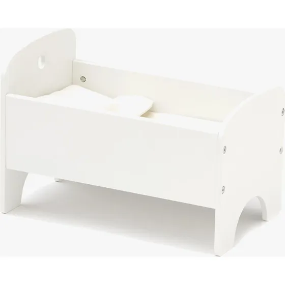 Kids Concept Puppenbett Weiß inkl. Baumwoll-Bettwäsche