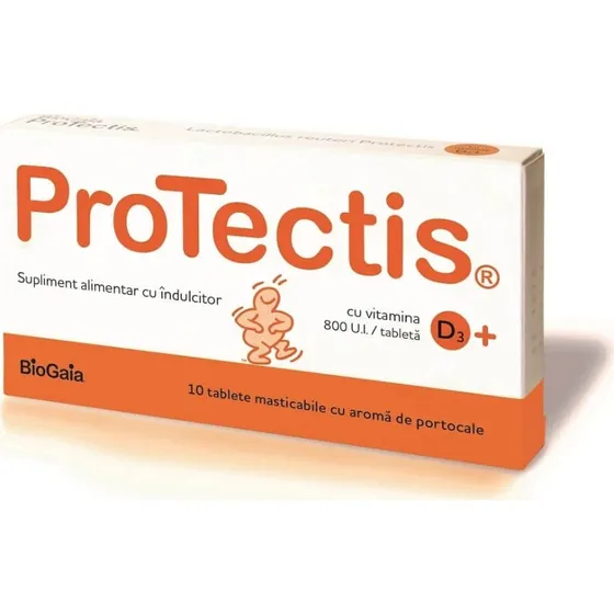 BioGaia Protectis mit Vitamin D3 800IE, Orangengeschmack, 10 Kautabletten