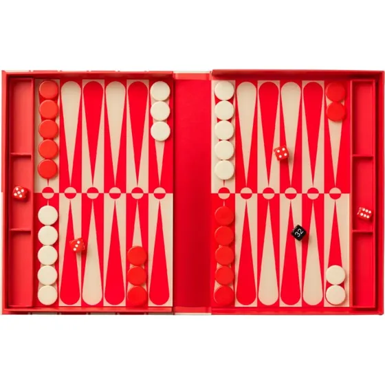 Classic Art of Backgammon - Strategisches Brettspiel in Rot/Creme
