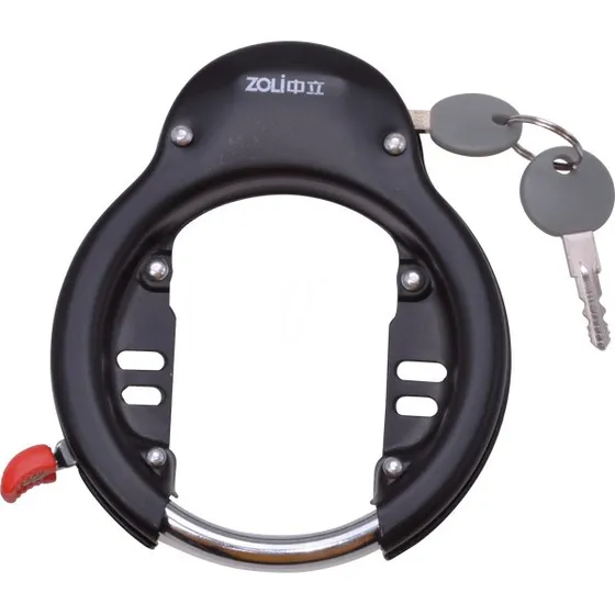 Bike Rahmen-Ringschloss Ø9mm mit 2 Schlüsseln, schwarz