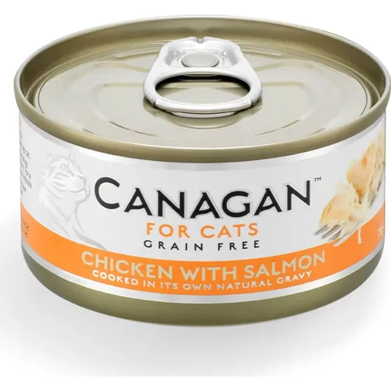 Canagan Huhn & Lachs Nassfutter für Katzen, getreidefrei, 75g