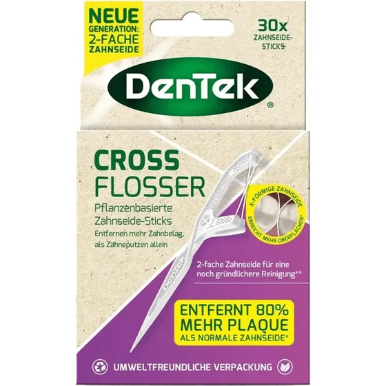 DenTek Cross Flosser Zahnstocher mit Zahnseide, Minze, 30 Stück