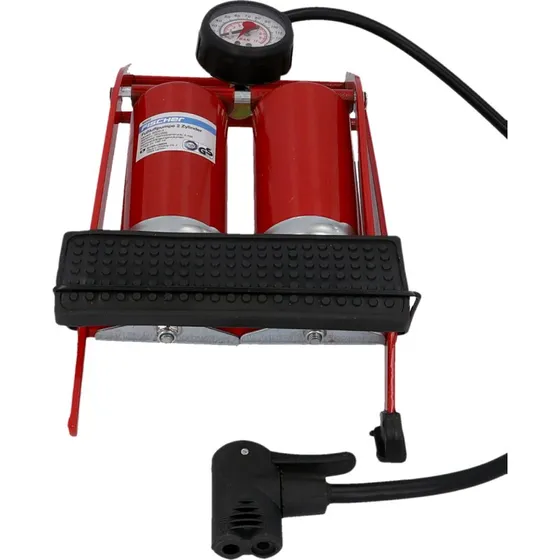 Fischer Fußpumpe Doppelzylinder mit Manometer