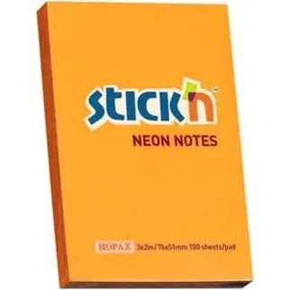Stickn Haftnotizblock, 100 Blatt, Neon-Orange, 76 x 51 mm