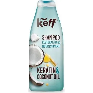 Keff Keratin & Kokosnussöl Shampoo zur Wiederherstellung, 500 ml
