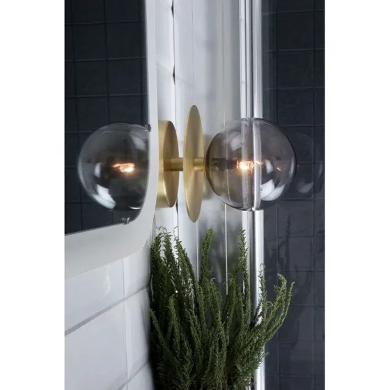 Globen Lighting Art Deco Wand-/Deckenleuchte IP44 Messing/Grau