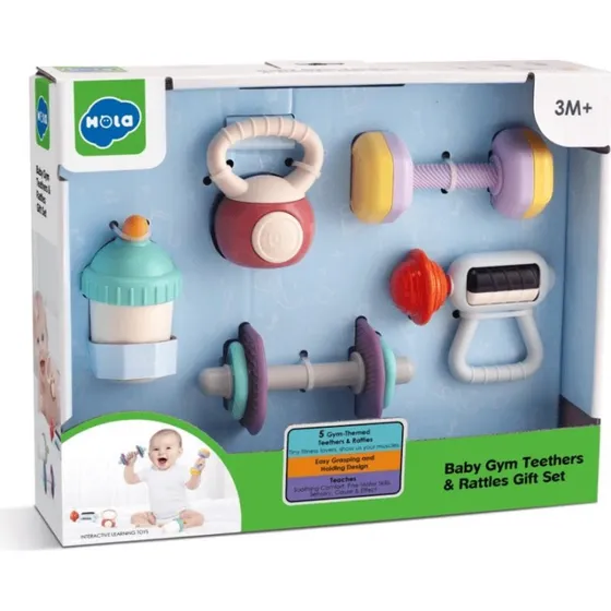 Hola 5er-Set Beißspielzeug Sport für Babys ab 3 Monaten