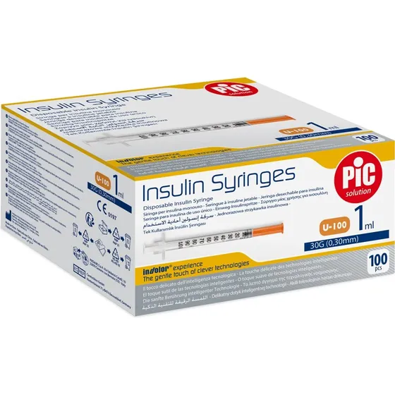Pic Solution Insulinspritzen 1 ml, 30G x 12,7 mm, 100 Stück