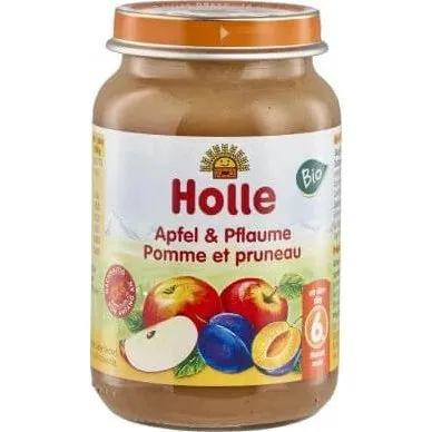 Holle Bio Apfel-Pflaumenmus Babynahrung +6 Monate, 190g