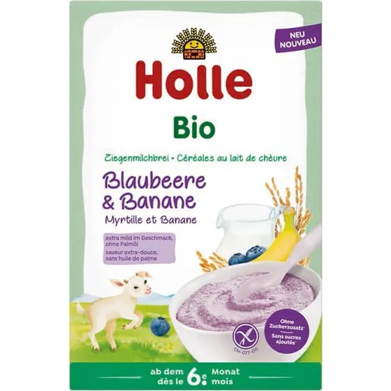 Holle Bio Reisbrei mit Heidelbeere, Banane & Ziegenmilch, 200g