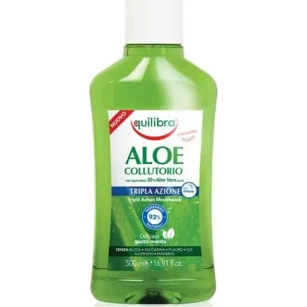 Equilibra Mundwasser Aloe Vera, 500 ml, Dreifach-Wirkung