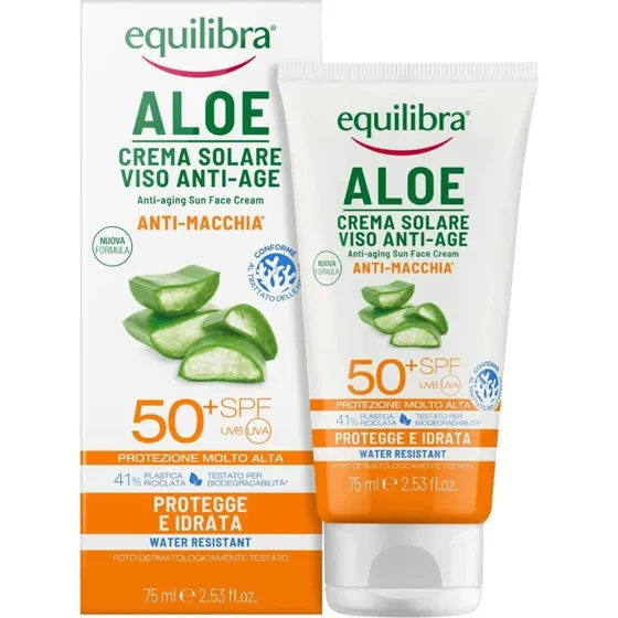 Equilibra Aloe Anti-Falten-Gesichtscreme SPF 50+, 75 ml