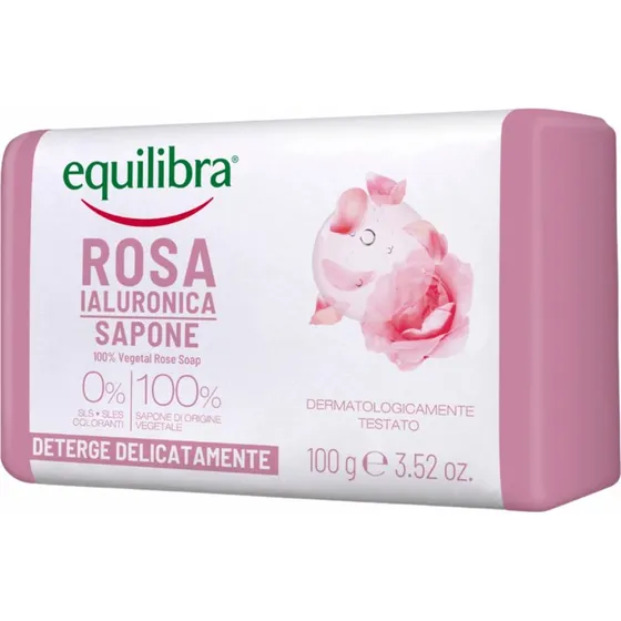 Equilibra Rosa Rosenseife mit Hyaluronsäure, 100 g