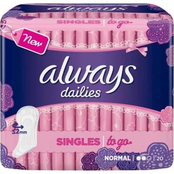 Always Dailies Singles To Go Saugeinlagen, 20 Stück, P&G