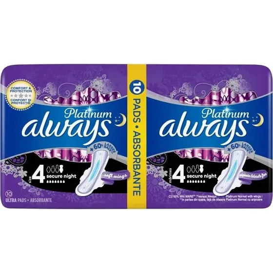 Always Night Platinum Duo Absorber, Größe 4, 10 Stück