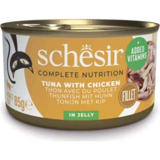 Schesir Complete Nutrition Katzenfutter Thunfisch & Huhn in Aspik 85g
