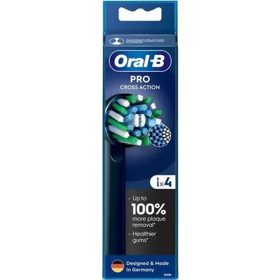 Oral-B Cross Action Ersatzbürstenköpfe, Schwarz, 4 Stück