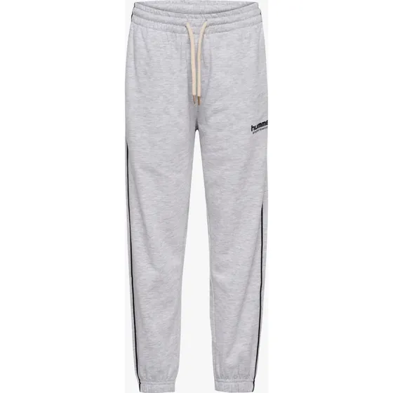 Hummel JR Loose Piping Jogginghose, Hellgrau Melange/Schwarz, 128