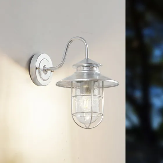 Lindby Naleta Außenwandleuchte, verzinkter Stahl, Industrieller Stil
