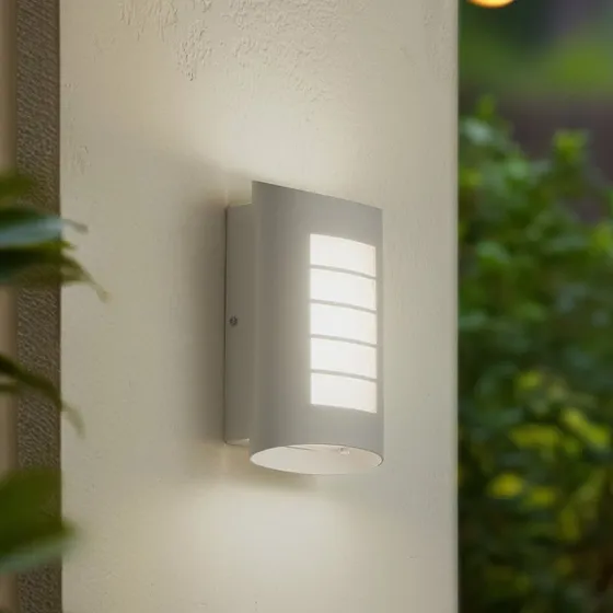 Lindby Ismael LED-Außenwandleuchte, Weiß, Aluminium, 26,8 cm