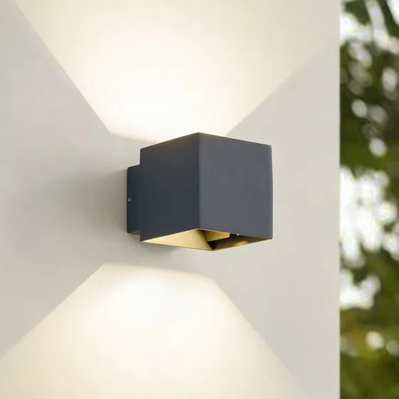 Lindby Esani LED-Außenwandleuchte Anthrazit, Up/Down, IP54