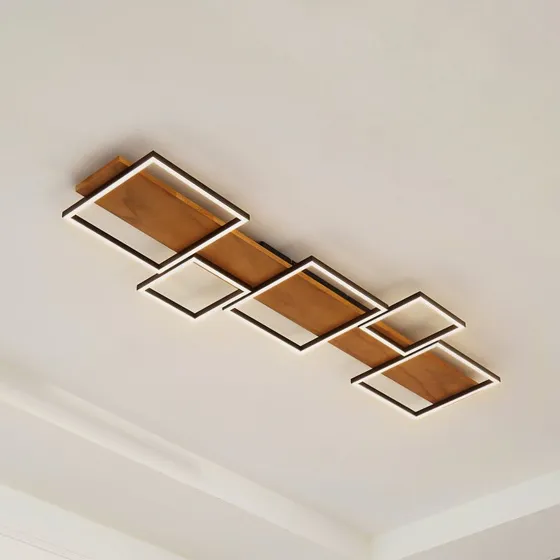 Lindby Galad 5 LED Deckenleuchte Holz - 140 cm - Schwarz