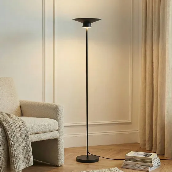 Lindby Norvind LED-Stehleuchte, Schwarz-Gold, 1-flammig