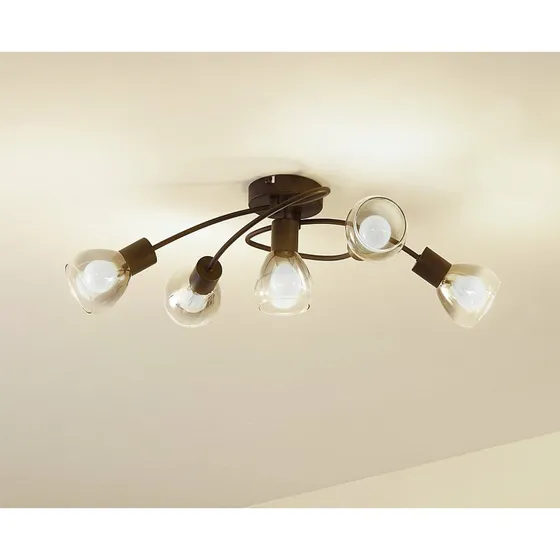 Lindby Deckenleuchte Pendura, 5-flammig, Schwarz, Glas