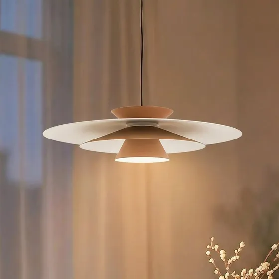 Lucande Livie LED-Pendelleuchte Khaki/Weiß, Ø 50 cm, Aluminium