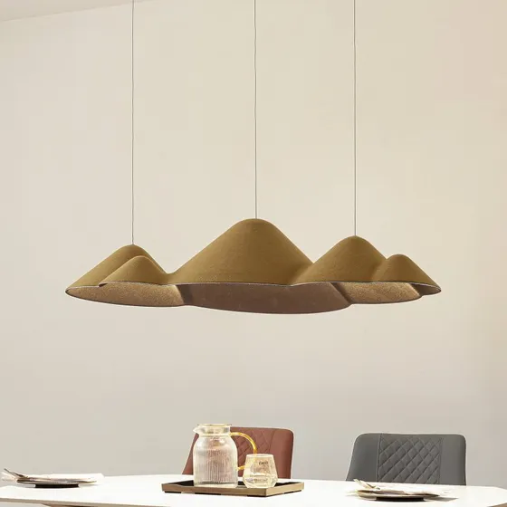 Lucande Beutlin LED-Pendelleuchte Dim. Olive - Stoff & Metall