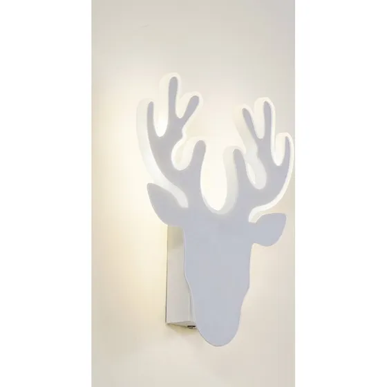 Lindby LED-Wandleuchte Hirvi, Weiß, Metall, Rentier-Design, 26 cm