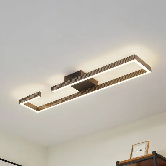 Lucande Yvor LED-Deckenleuchte Schwarz, 100 cm, Aluminium