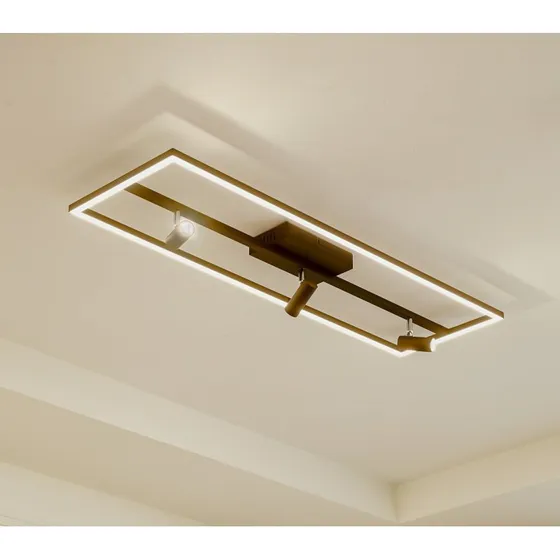 Lucande Yvor LED-Deckenleuchte mit Spotlight, Schwarz, 99,5 cm